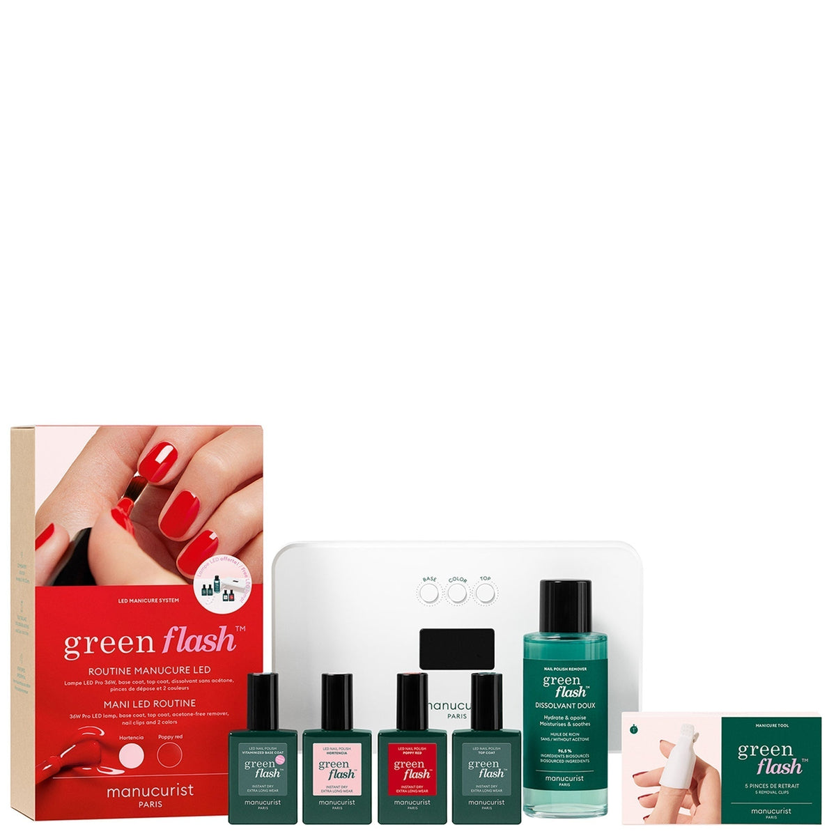 MANUCURIST GREEN FLASH RETAIL KIT 36W - Hortencia & Poppy Red 15ml