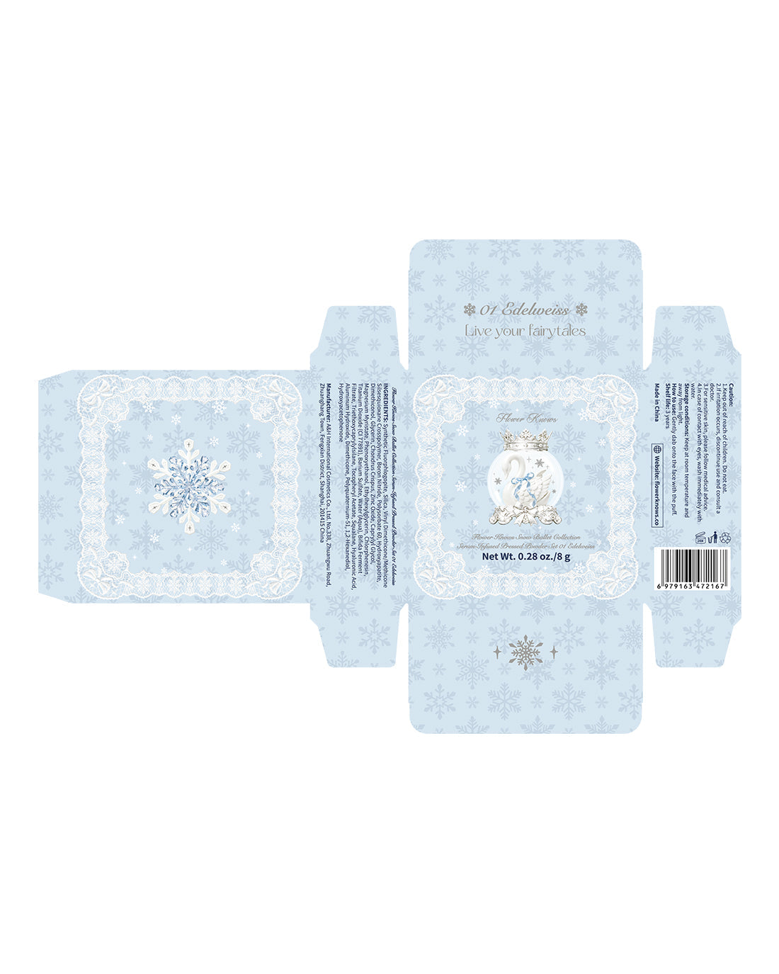 Flower Knows Snow Ballet Serum-Infused Pressed Powder Set