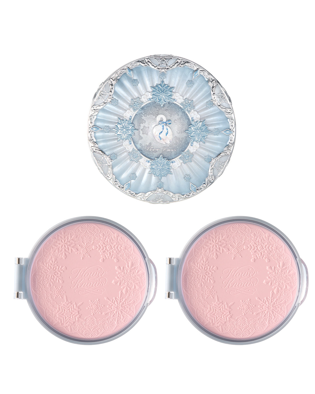 Flower Knows Snow Ballet Serum-Infused Pressed Powder Set