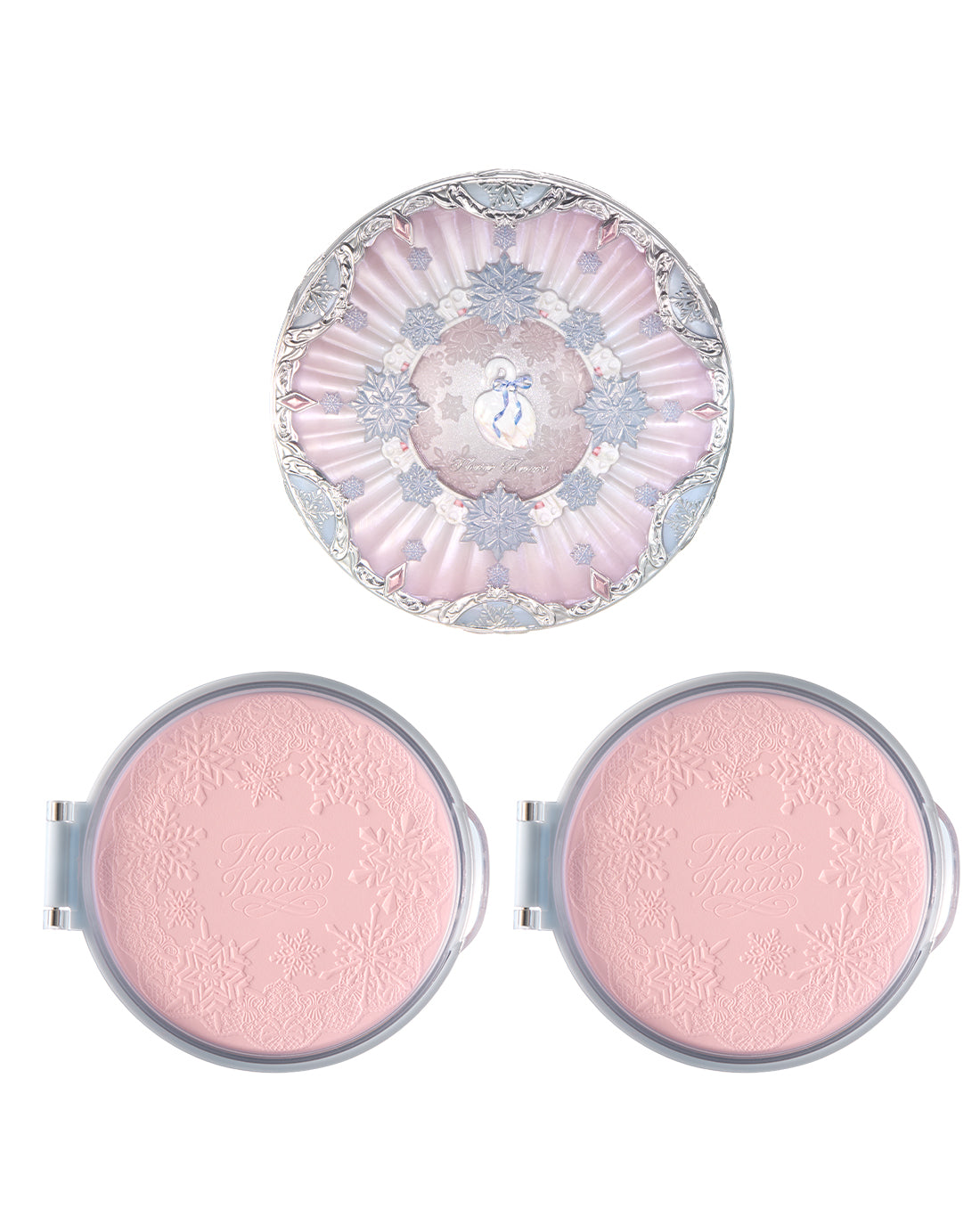 Flower Knows Snow Ballet Serum-Infused Pressed Powder Set