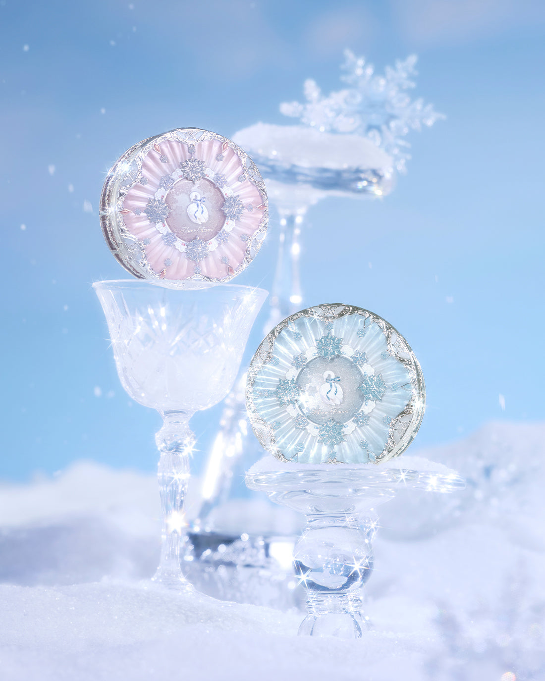 Flower Knows Snow Ballet Serum-Infused Pressed Powder Set