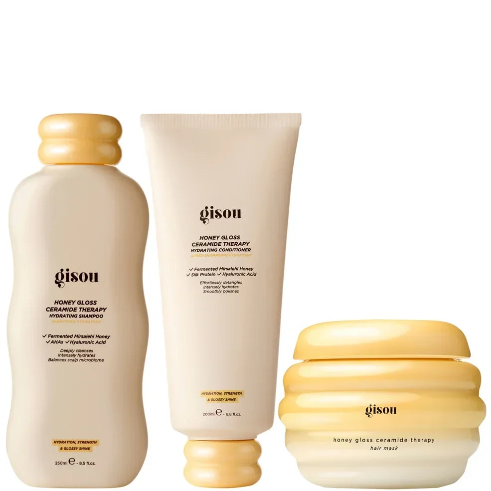 Gisou Honey Gloss Ceramide Cleanse Shampoo + Conditioner + Mini Mask