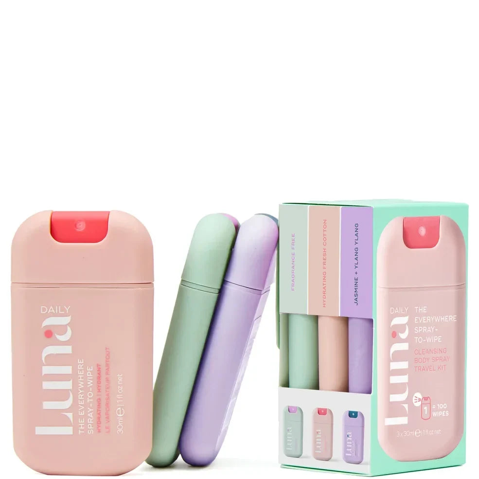 Luna Daily The Everywhere Spray-To-Wipe Cleansing Body Spray Travel Kit (Worth £24)